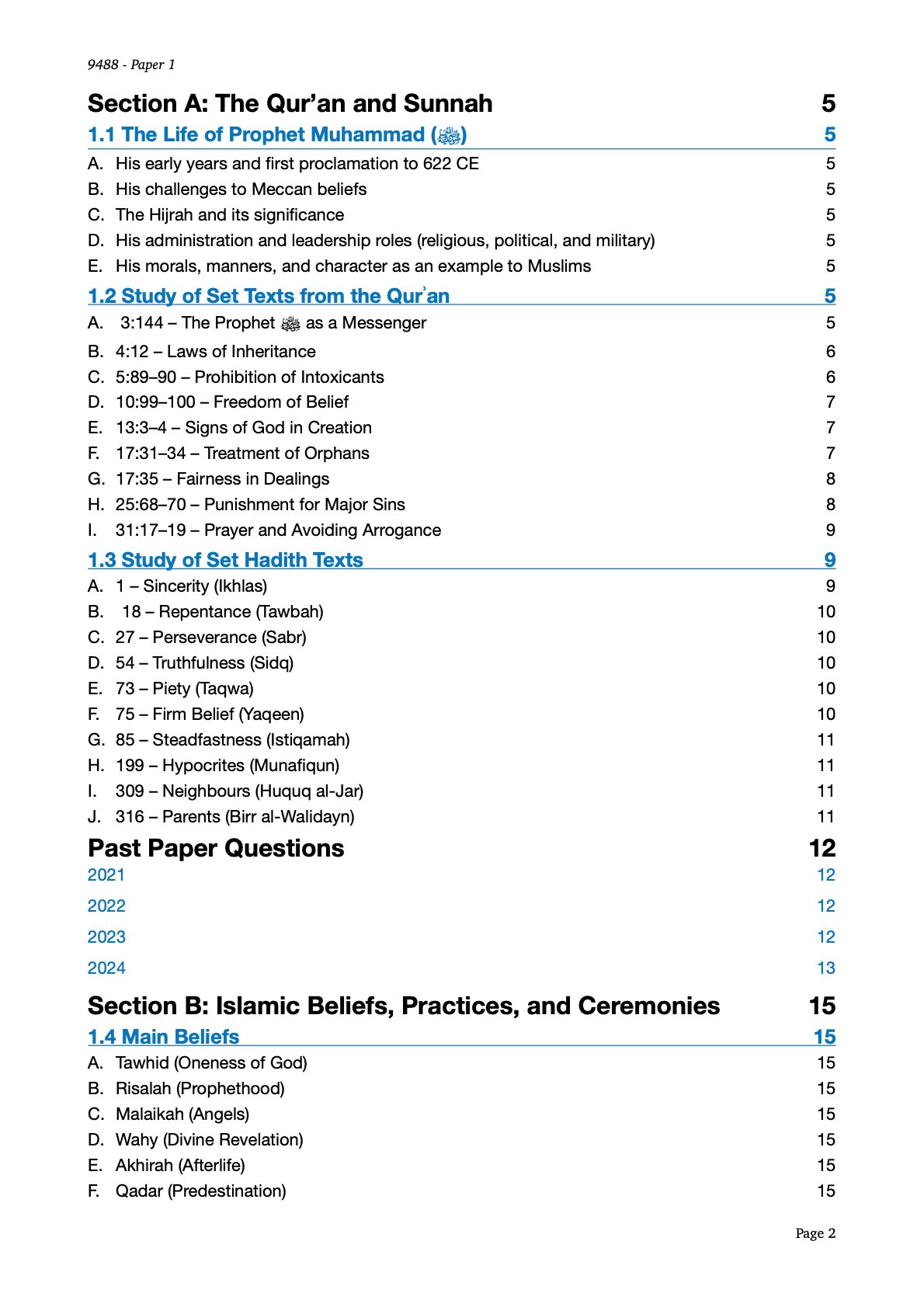 Paper 1: 9488 Cambridge A Level Islamic Studies PDF - Image 2