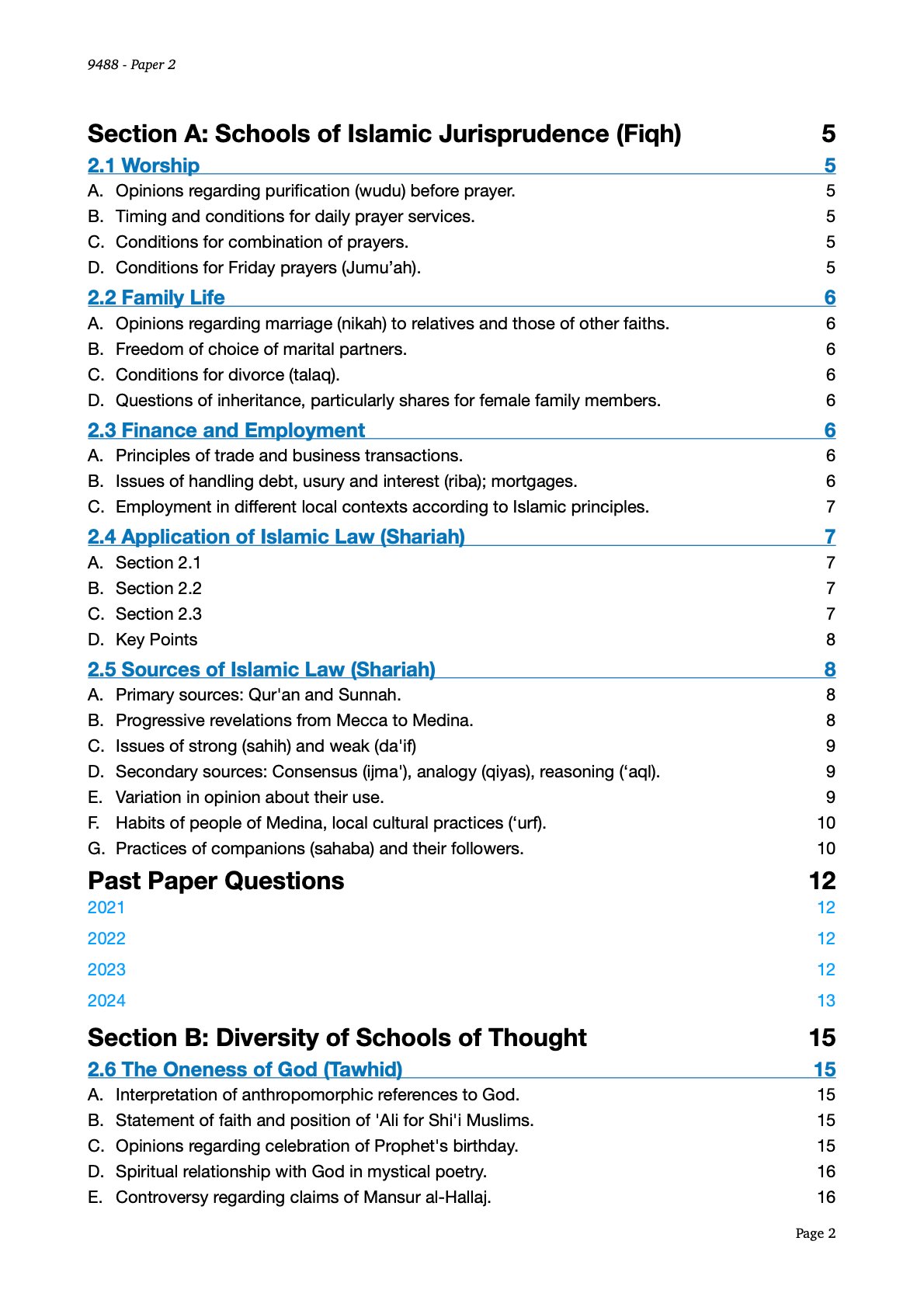 Paper 2: 9488 Cambridge A Level Islamic Studies PDF - Image 2
